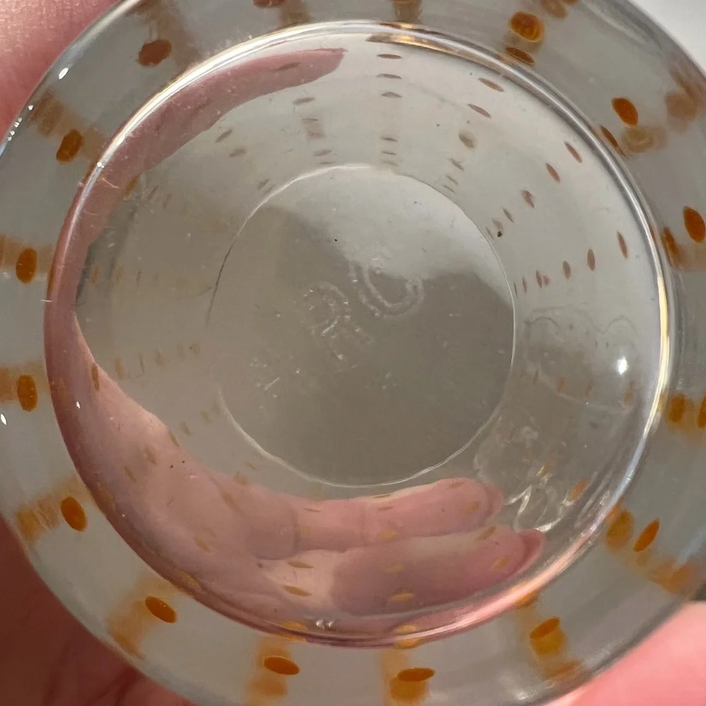 Scents & Feel Tea Glasses Set of 6 Polka Dots Gold Hand-Painted Juice Cup ARC